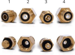 PELMOS Adattatore Bombole Gas I Set da 4 Adattatori per Bombola Gas UE